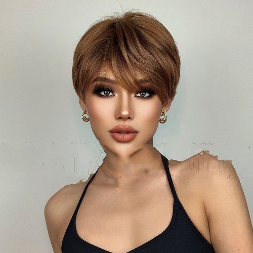 Reversed  Style With Six Colors And Short Straight Hair Wig